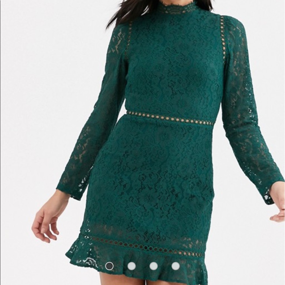 Emerald green lace dress